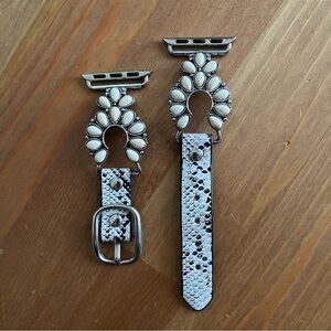 Women's White Teardrop Stone Apple Watch Band Connector Strap